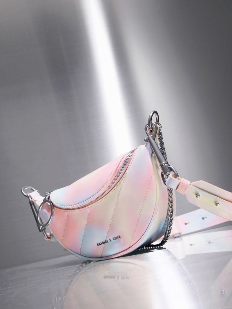 τσάντεσ χιαστί Charles And Keith Philomena Swirl-Print Half-Moon Πολύχρωμο | 87069-XGBO