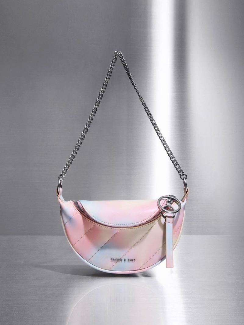τσάντεσ χιαστί Charles And Keith Philomena Swirl-Print Half-Moon Πολύχρωμο | 87069-XGBO