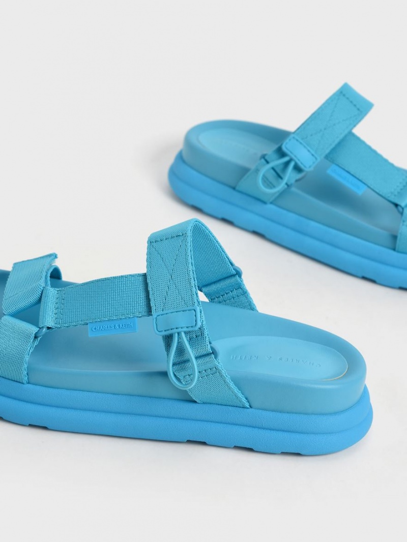 Πεδιλα Πλατφορμεσ Charles And Keith Polyester Velcro λουρακια Sports μπλε | 59243-ATHL