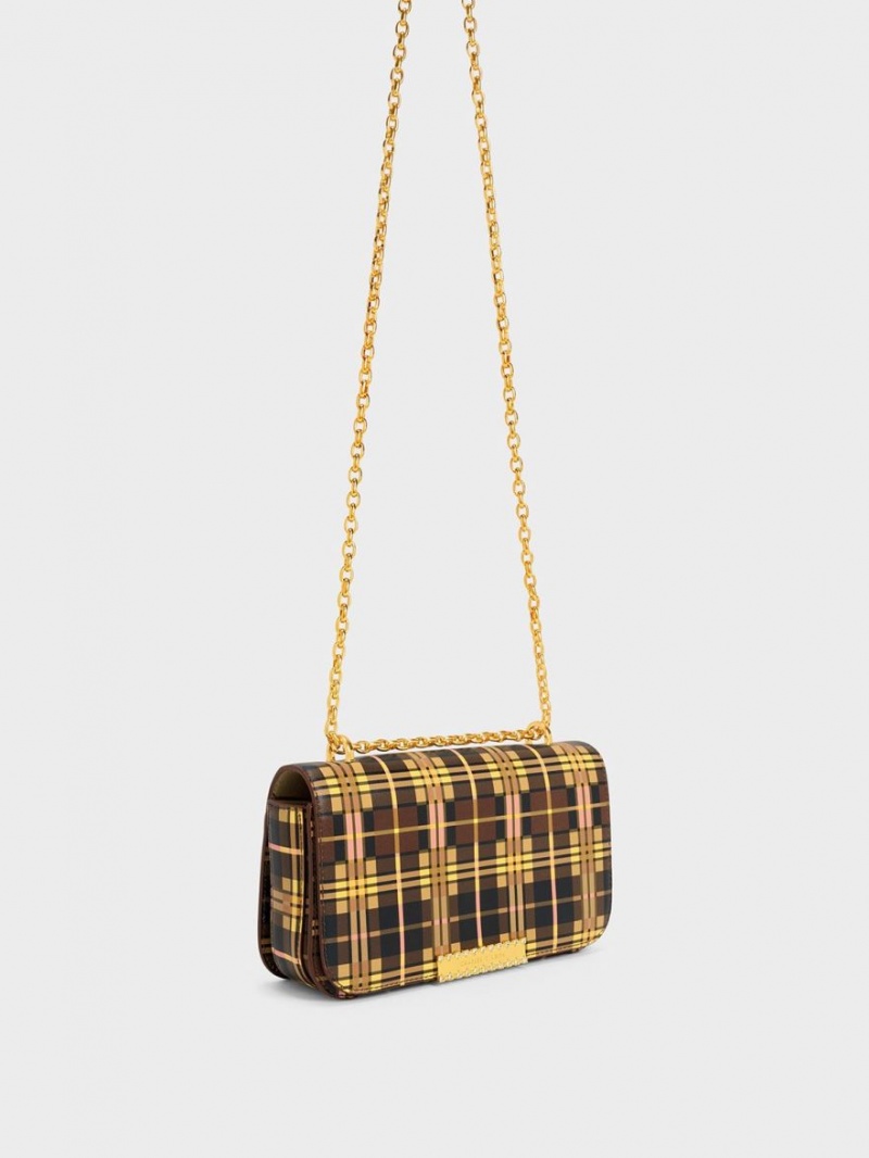 τσάντεσ ώμου Charles And Keith Printed δερματινα Chain λουρακια Πολύχρωμο | 31690-LBYW