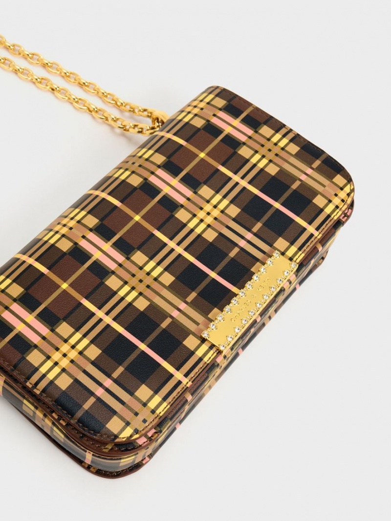 τσάντεσ ώμου Charles And Keith Printed δερματινα Chain λουρακια Πολύχρωμο | 31690-LBYW