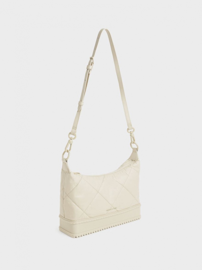 τσάντεσ ώμου Charles And Keith Puffy ασπρα | 03286-DPCK