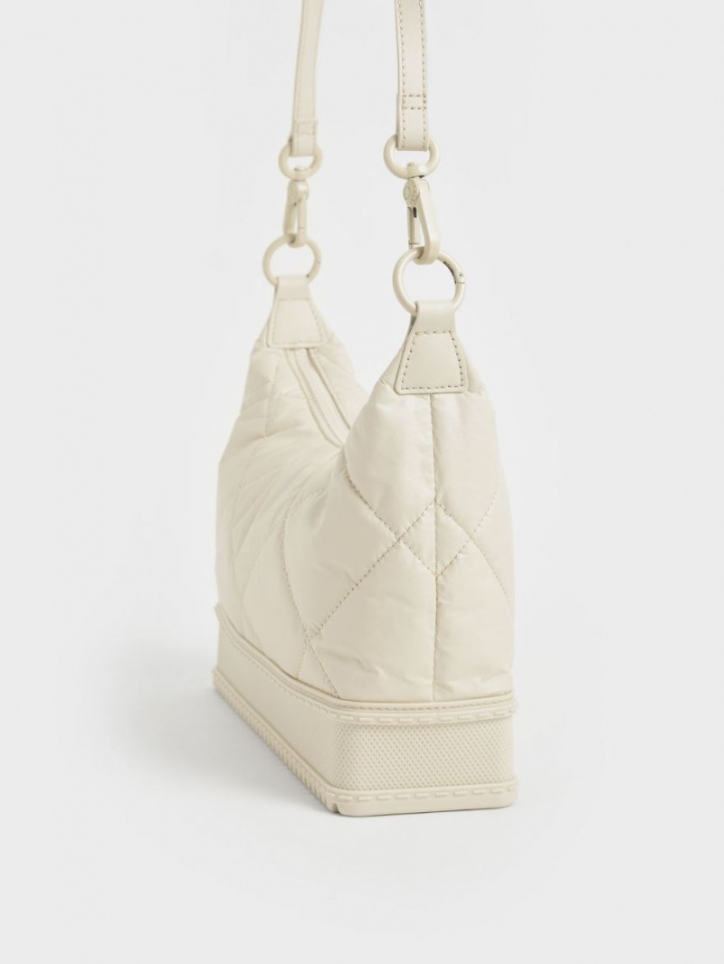 τσάντεσ ώμου Charles And Keith Puffy ασπρα | 03286-DPCK