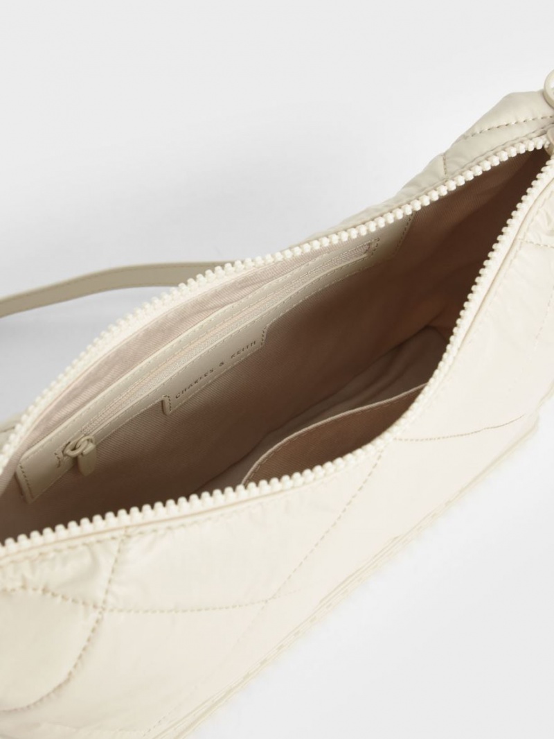 τσάντεσ ώμου Charles And Keith Puffy ασπρα | 03286-DPCK