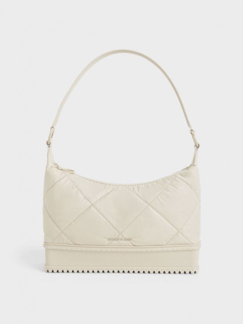 τσάντεσ ώμου Charles And Keith Puffy ασπρα | 03286-DPCK