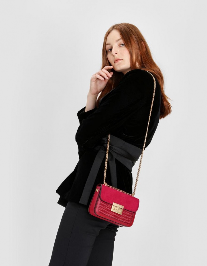 τσάντεσ ώμου Charles And Keith Push Lock Front Flap κοκκινα | 09264-CNDH