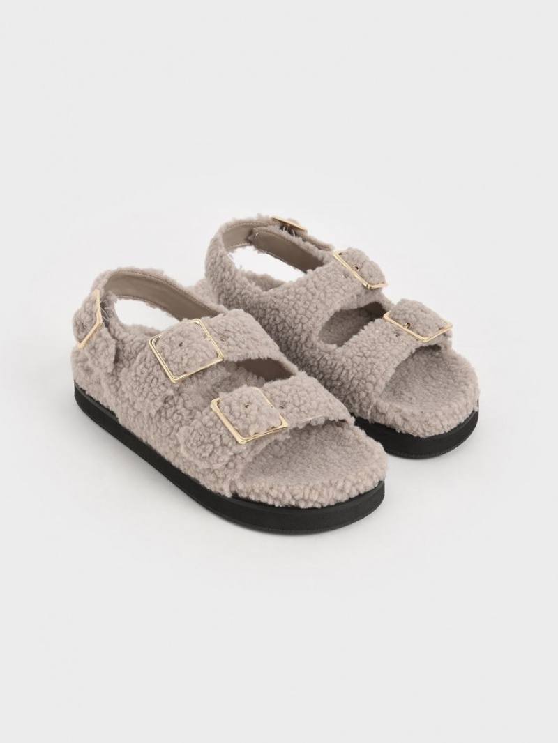 Πεδιλα Πλατφορμεσ Charles And Keith Recycled PET - Furry γκρι | 04819-TCZK