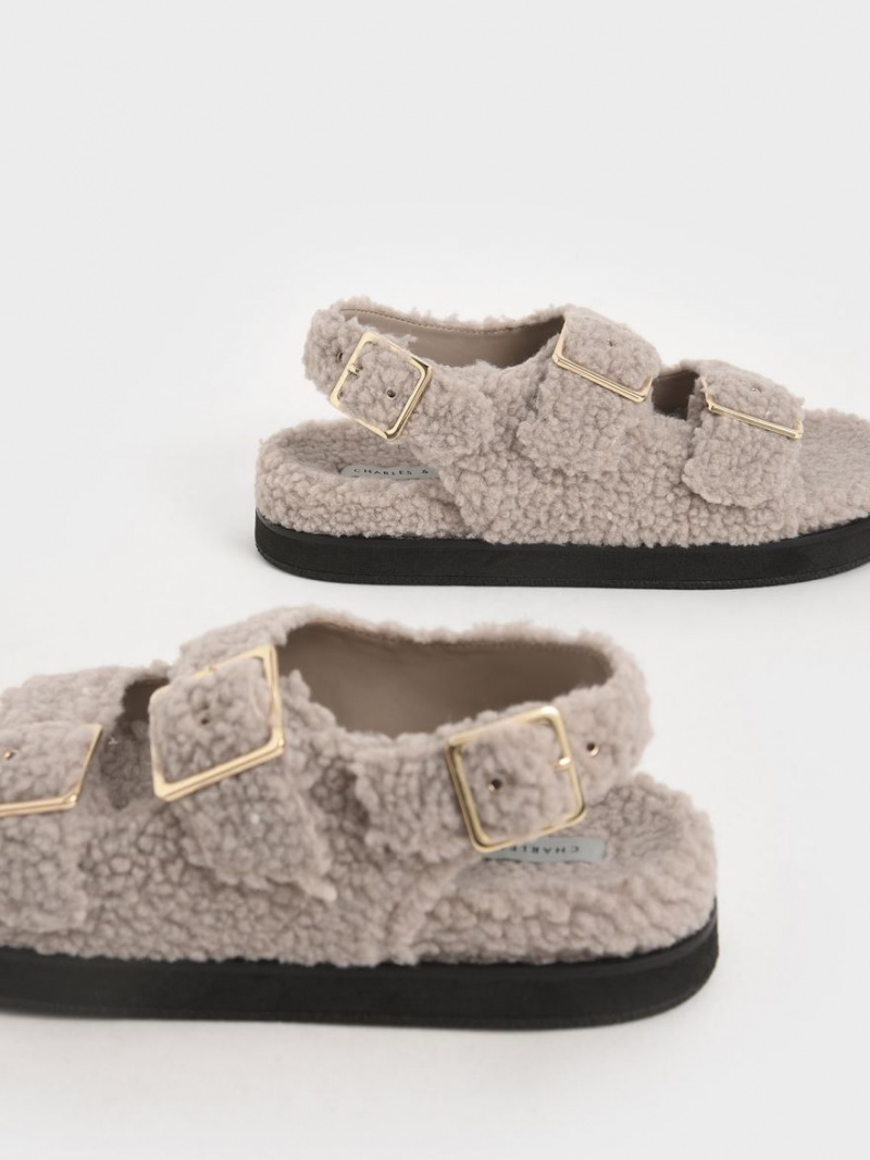 Πεδιλα Πλατφορμεσ Charles And Keith Recycled PET - Furry γκρι | 04819-TCZK