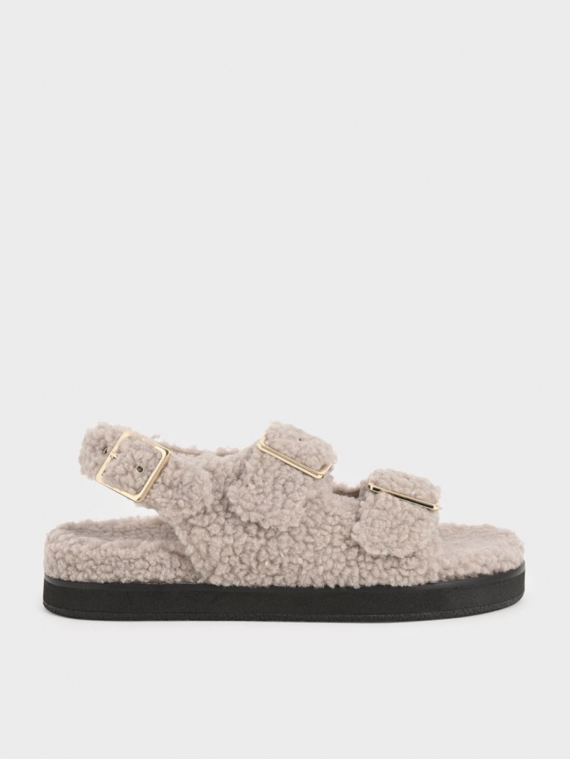 Πεδιλα Πλατφορμεσ Charles And Keith Recycled PET - Furry γκρι | 04819-TCZK