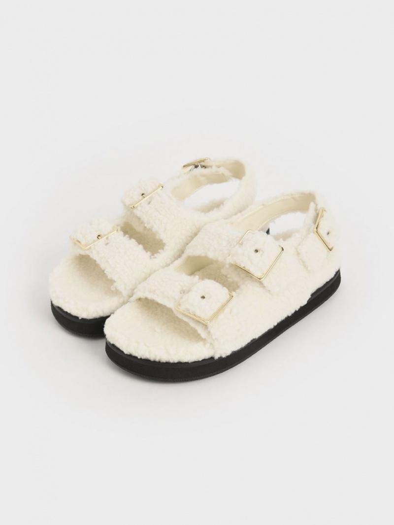 Πεδιλα Πλατφορμεσ Charles And Keith Recycled PET - Furry κρέμα | 15693-CXSU