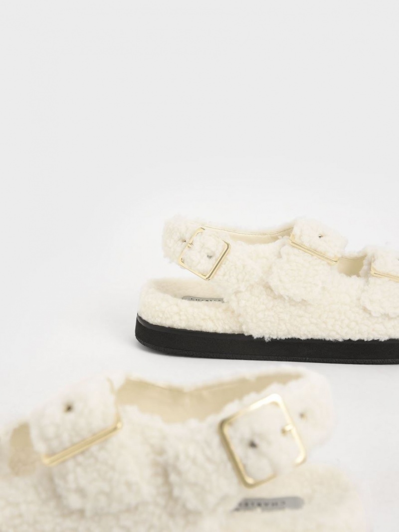 Πεδιλα Πλατφορμεσ Charles And Keith Recycled PET - Furry κρέμα | 15693-CXSU