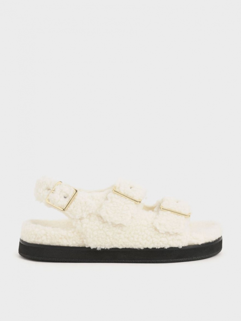 Πεδιλα Πλατφορμεσ Charles And Keith Recycled PET - Furry κρέμα | 15693-CXSU
