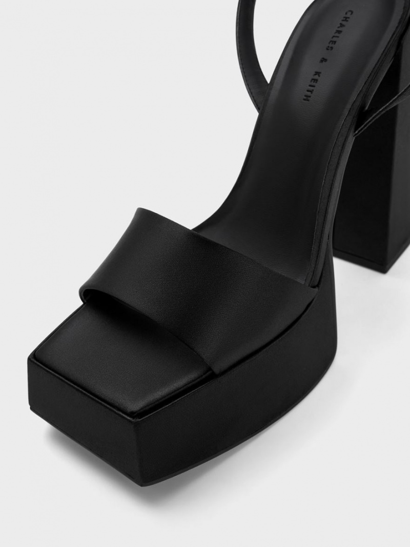 Πεδιλα Πλατφορμεσ Charles And Keith Recycled Polyester Ankle-λουρακια μαυρα | 76293-TIEJ