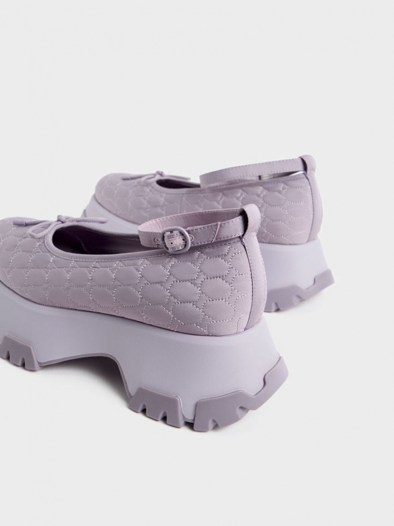 Παπουτσια Μπαλαρινεσ Charles And Keith Recycled Polyester Bow μωβ | 29647-SLXZ