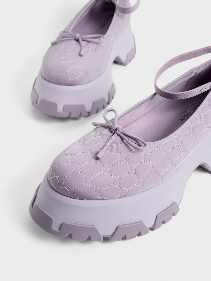 Παπουτσια Μπαλαρινεσ Charles And Keith Recycled Polyester Bow μωβ | 29647-SLXZ