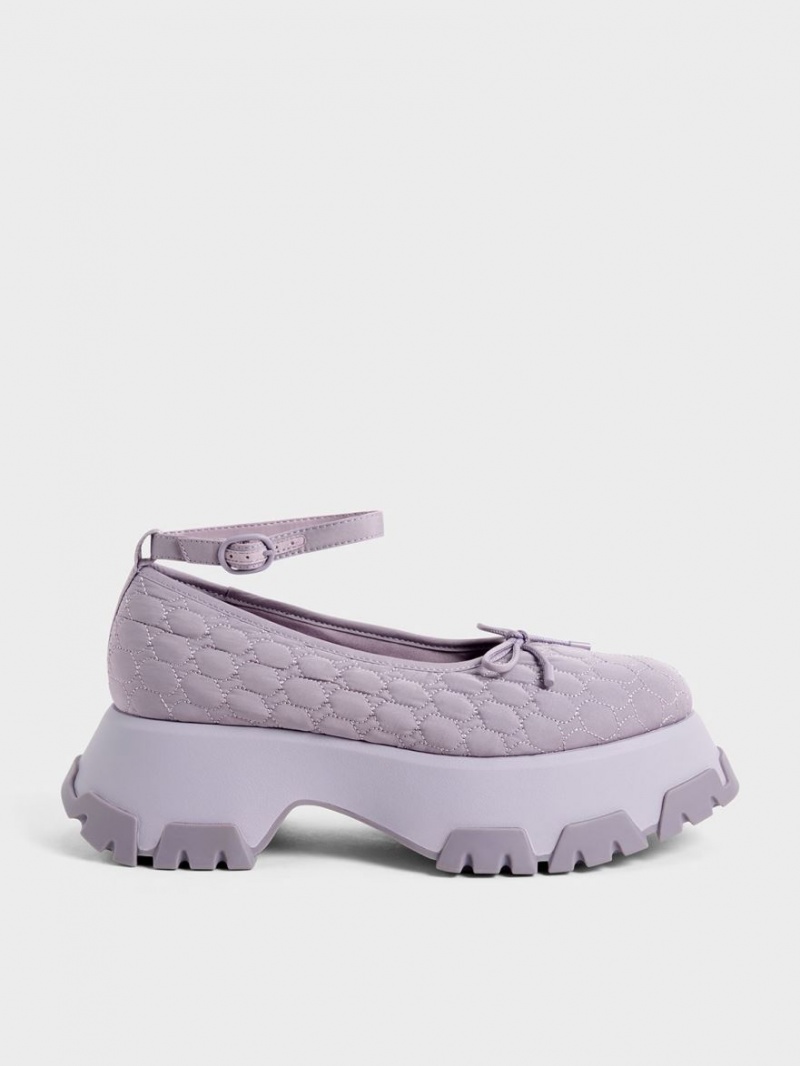 Παπουτσια Μπαλαρινεσ Charles And Keith Recycled Polyester Bow μωβ | 29647-SLXZ