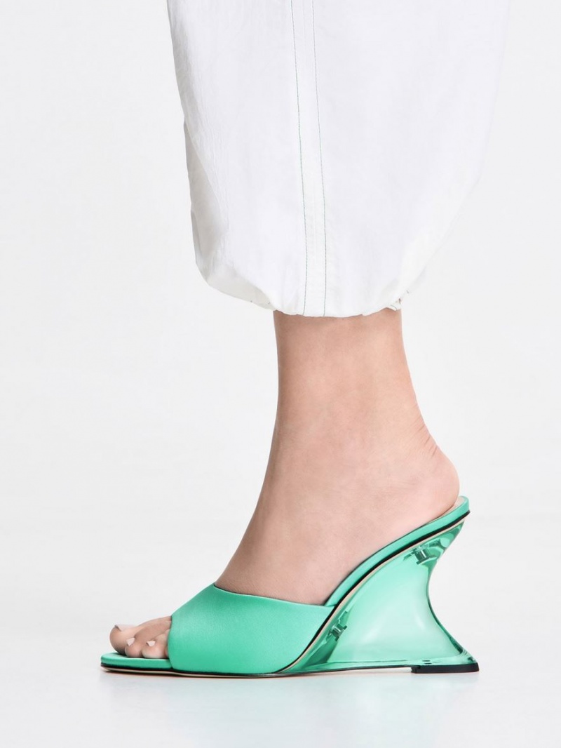 παπουτσια πλατφορμα Charles And Keith Recycled Polyester Sculptural Heel τυρκουάζ | 79562-MQST