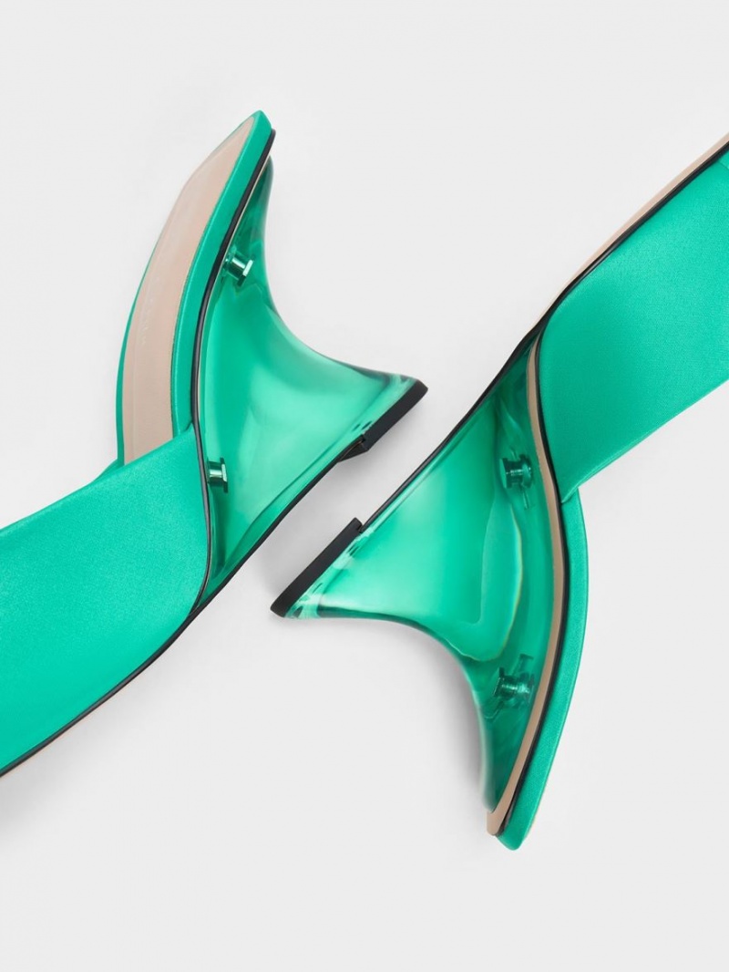 παπουτσια πλατφορμα Charles And Keith Recycled Polyester Sculptural Heel τυρκουάζ | 79562-MQST