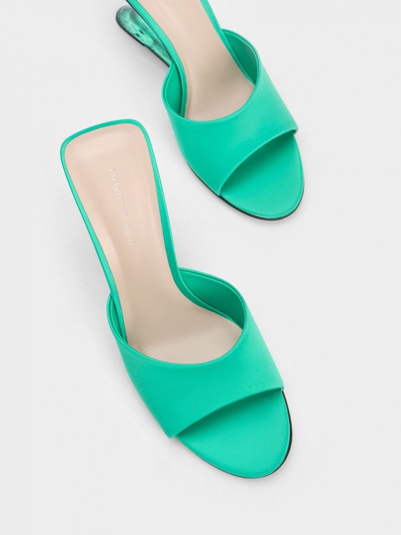 παπουτσια πλατφορμα Charles And Keith Recycled Polyester Sculptural Heel τυρκουάζ | 79562-MQST