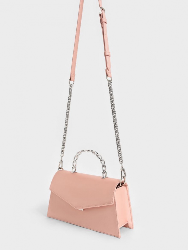 τσάντεσ ώμου Charles And Keith Recycled Polyester Satin Envelope ροζ | 98631-FNHS
