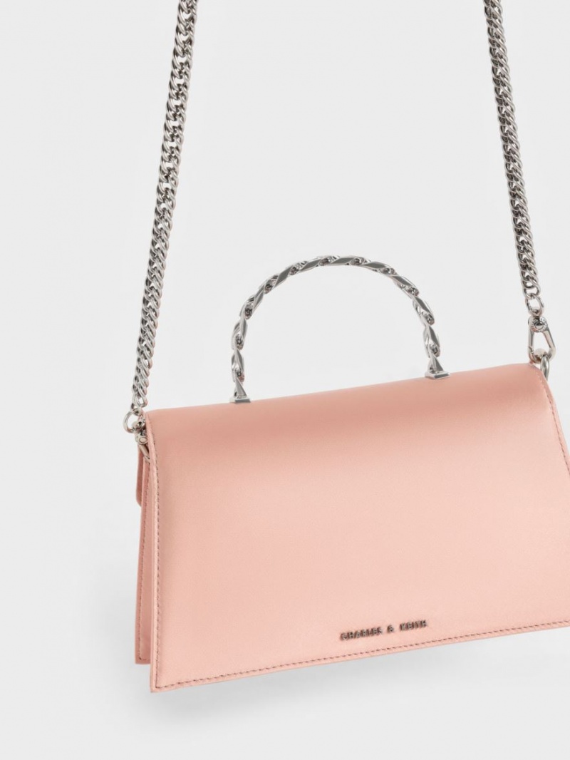 τσάντεσ ώμου Charles And Keith Recycled Polyester Satin Envelope ροζ | 98631-FNHS