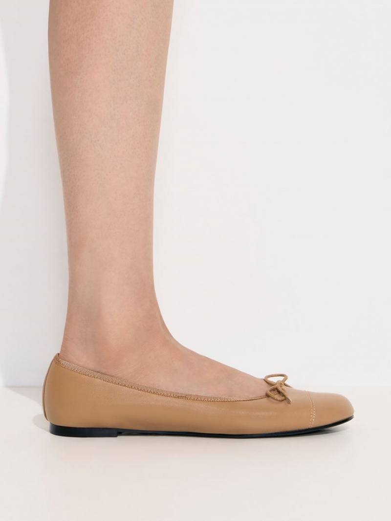 Παπουτσια Μπαλαρινεσ Charles And Keith Rhea Bow καφε | 43079-AOBE