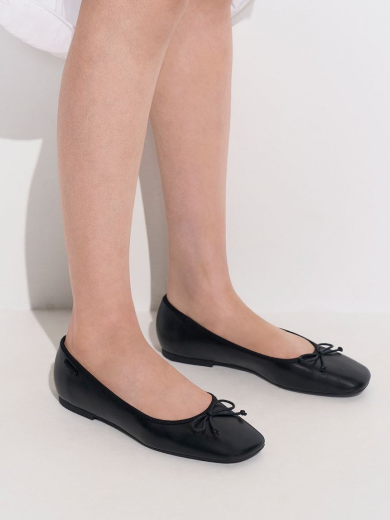 Παπουτσια Μπαλαρινεσ Charles And Keith Rhea Bow μαυρα | 74863-WMHD