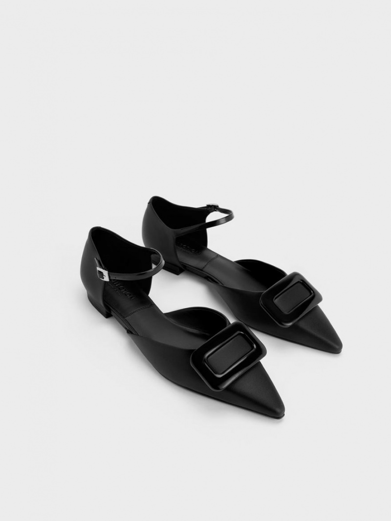 Παπουτσια Μπαλαρινεσ Charles And Keith Rosalie δερματινα D'Orsay μαυρα | 51203-HTXC