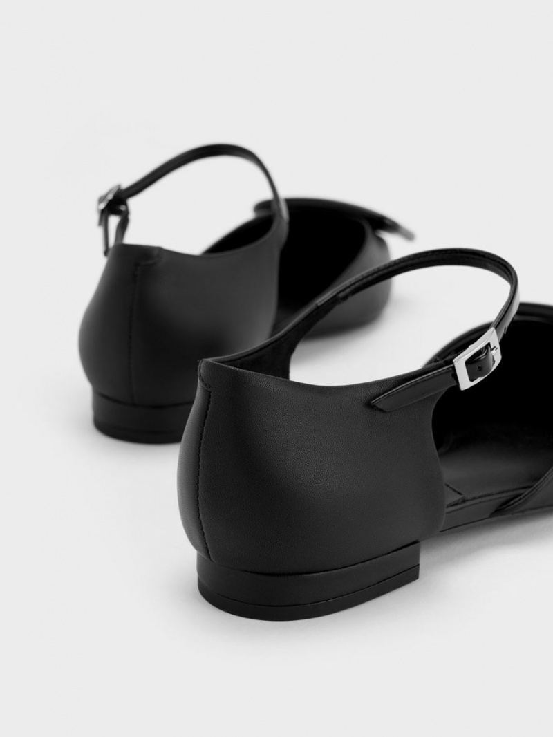 Παπουτσια Μπαλαρινεσ Charles And Keith Rosalie δερματινα D'Orsay μαυρα | 51203-HTXC