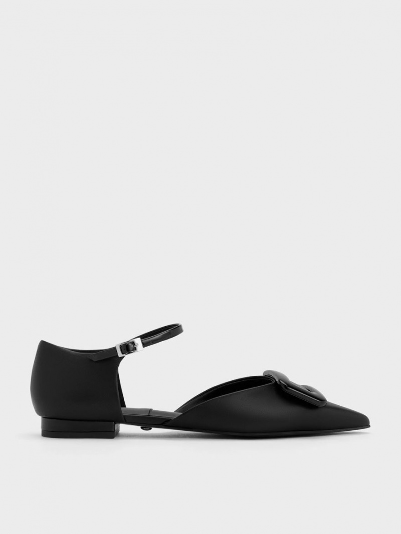 Παπουτσια Μπαλαρινεσ Charles And Keith Rosalie δερματινα D\'Orsay μαυρα | 51203-HTXC