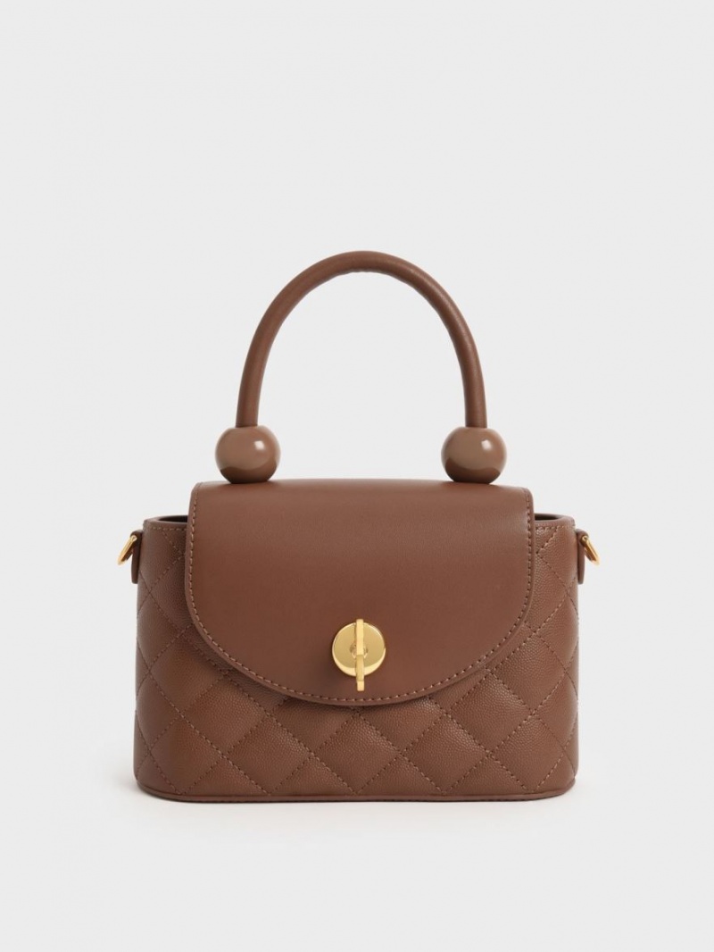τσαντα χειροσ Charles And Keith Round Καπιτονέ Top σοκολάτα | 27951-KZJW
