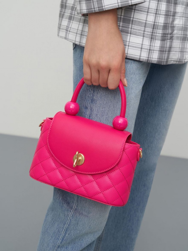 τσαντα χειροσ Charles And Keith Round Καπιτονέ Top φουξια | 63791-FYCW