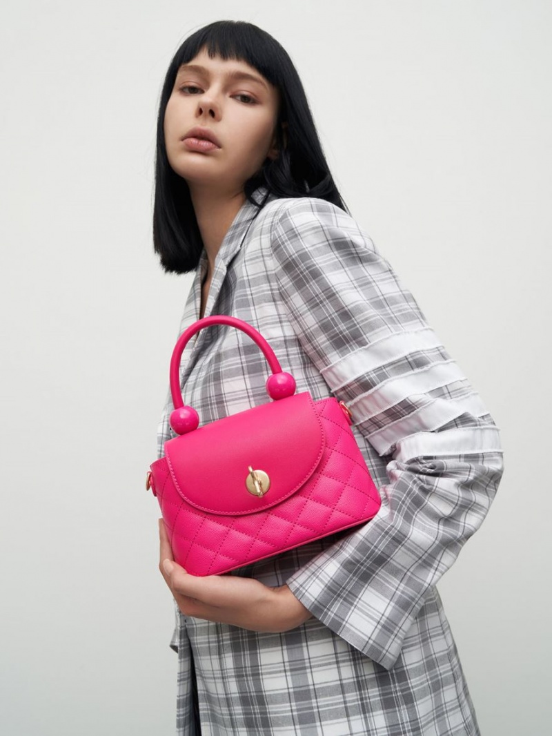 τσαντα χειροσ Charles And Keith Round Καπιτονέ Top φουξια | 63791-FYCW