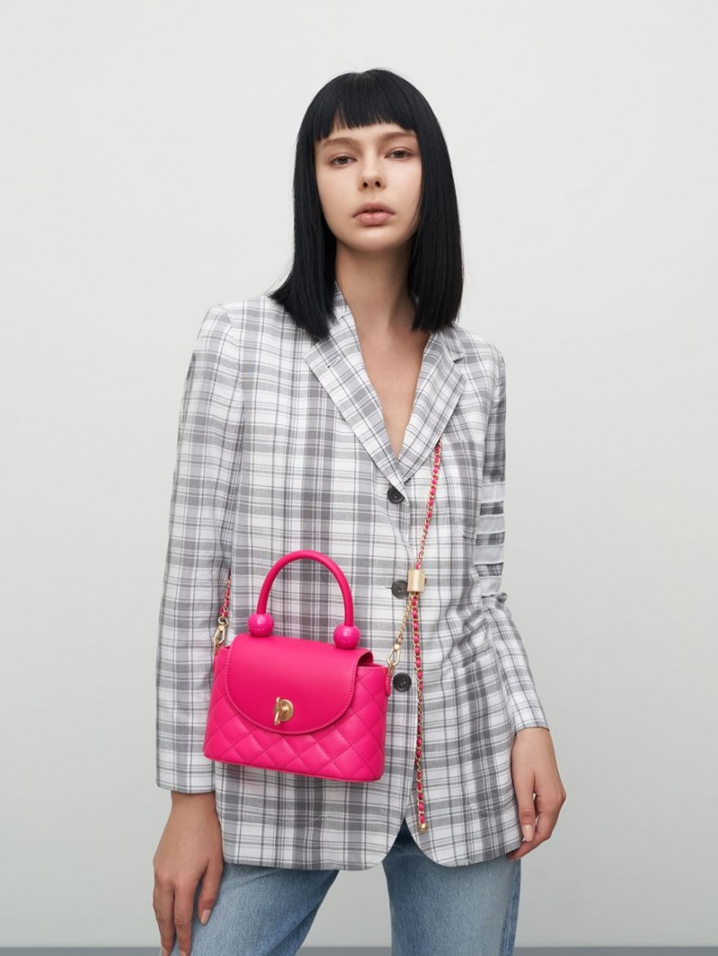 τσαντα χειροσ Charles And Keith Round Καπιτονέ Top φουξια | 63791-FYCW