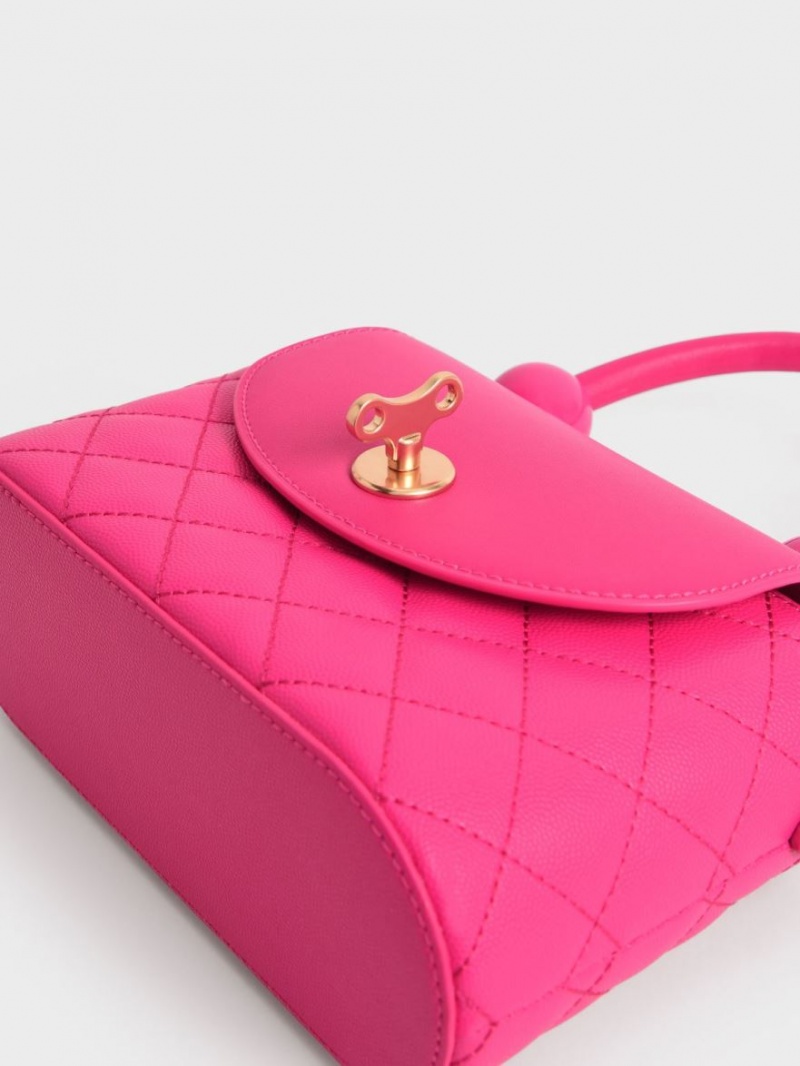 τσαντα χειροσ Charles And Keith Round Καπιτονέ Top φουξια | 63791-FYCW