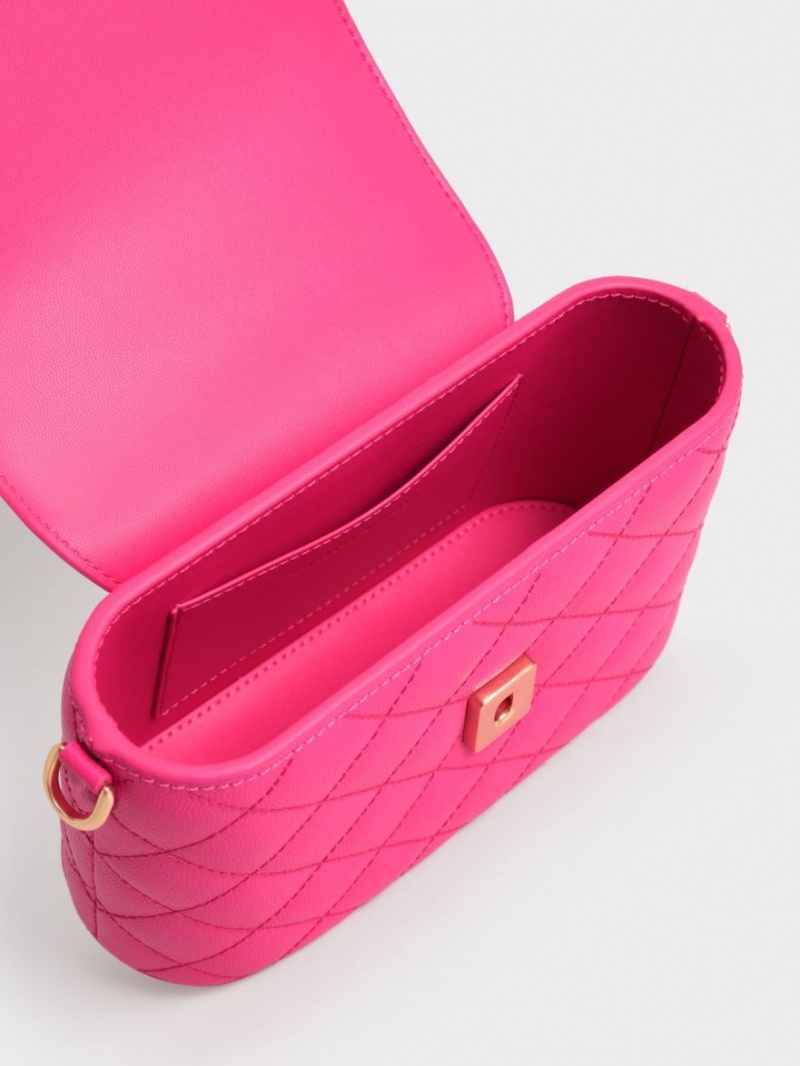 τσαντα χειροσ Charles And Keith Round Καπιτονέ Top φουξια | 63791-FYCW