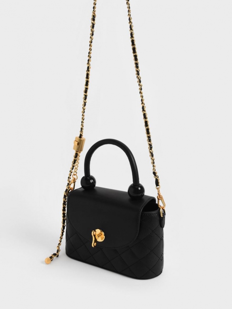 τσαντα χειροσ Charles And Keith Round Καπιτονέ Top μαυρα | 82350-PHCF