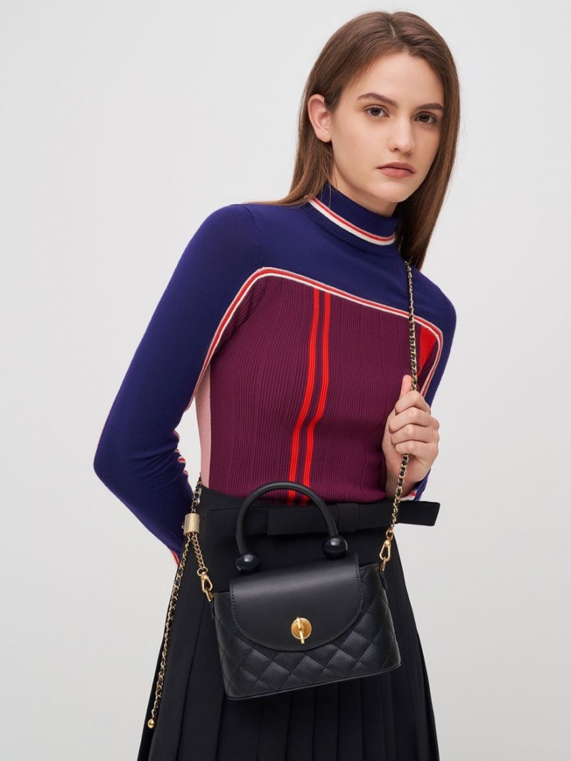 τσαντα χειροσ Charles And Keith Round Καπιτονέ Top μαυρα | 82350-PHCF