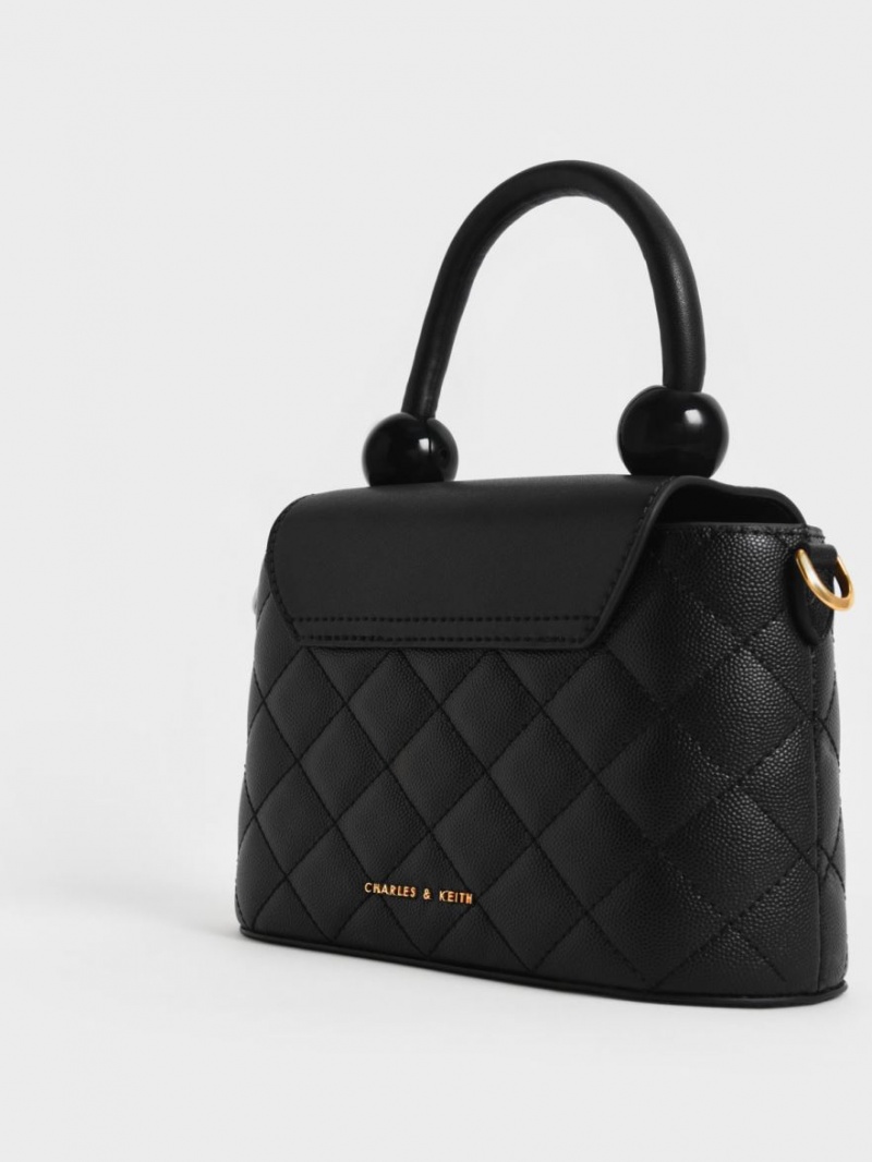 τσαντα χειροσ Charles And Keith Round Καπιτονέ Top μαυρα | 82350-PHCF