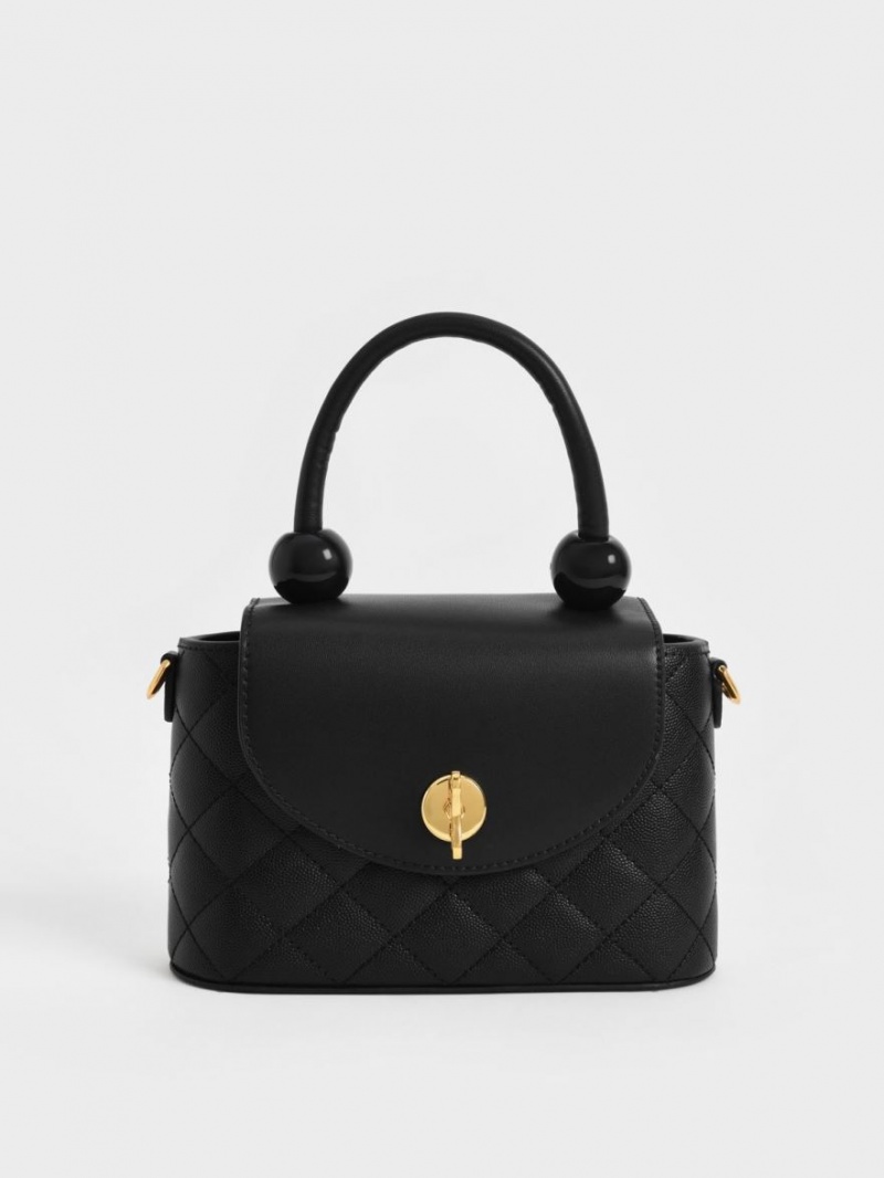 τσαντα χειροσ Charles And Keith Round Καπιτονέ Top μαυρα | 82350-PHCF
