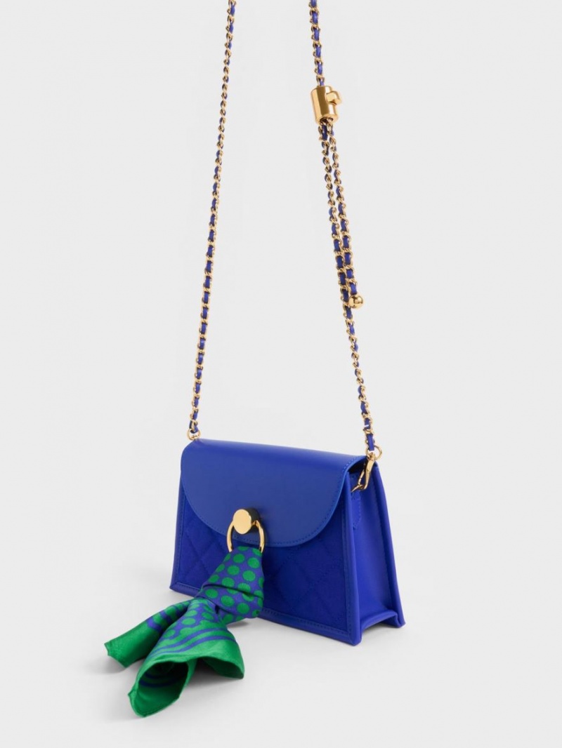 τσάντεσ ώμου Charles And Keith Roza Beaded Handle Scarf μπλε | 10324-JTCO
