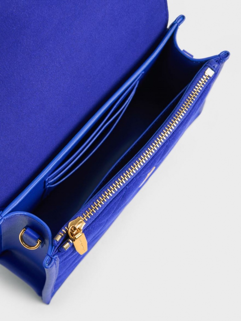 τσάντεσ ώμου Charles And Keith Roza Beaded Handle Scarf μπλε | 10324-JTCO