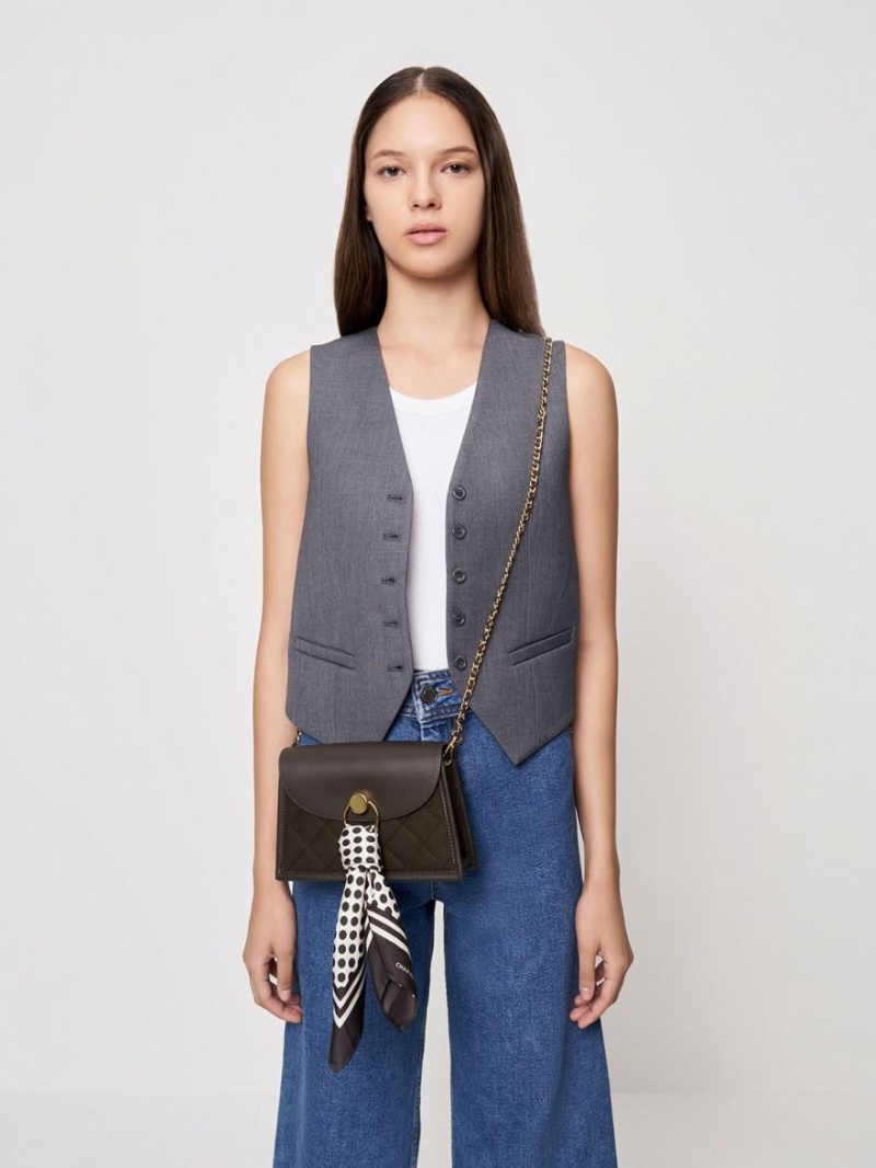 τσάντεσ ώμου Charles And Keith Roza Beaded Handle Scarf μαυρα | 71598-DRVT