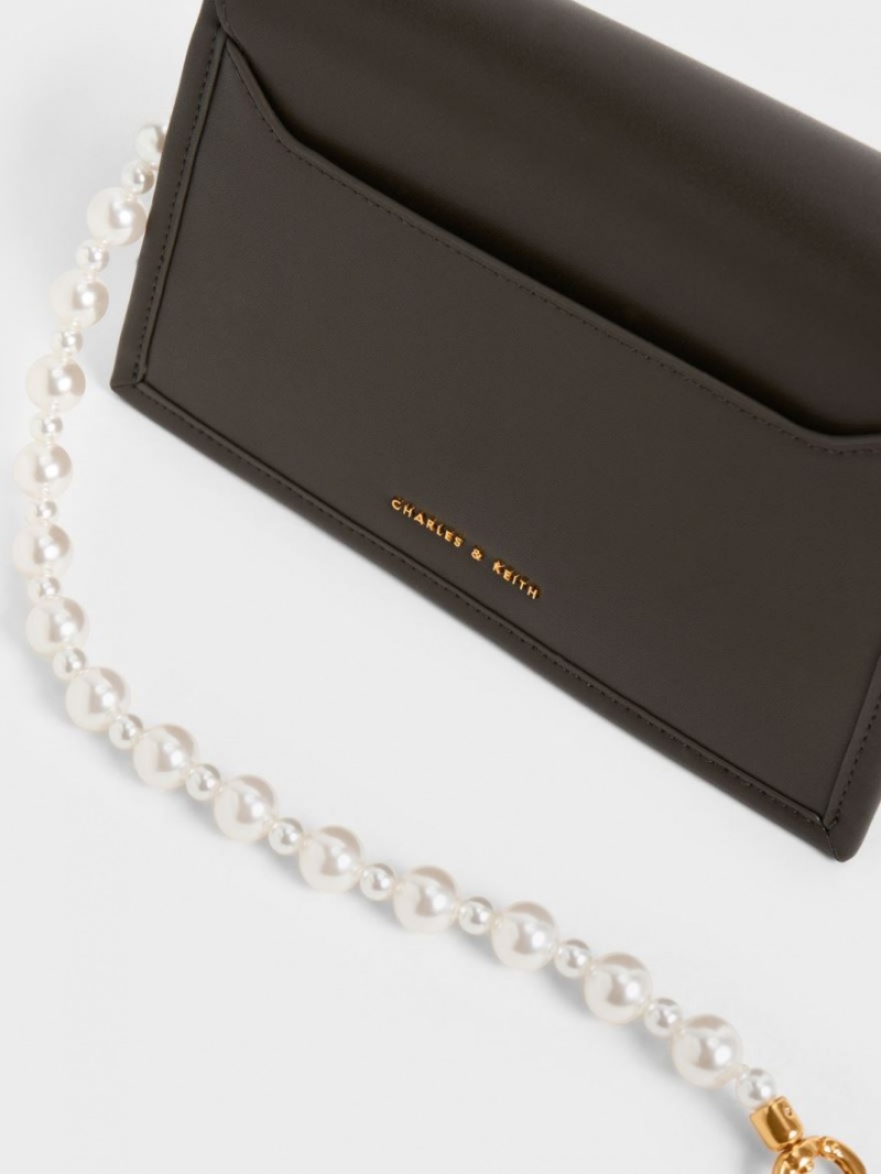 τσάντεσ ώμου Charles And Keith Roza Beaded Handle Scarf μαυρα | 71598-DRVT