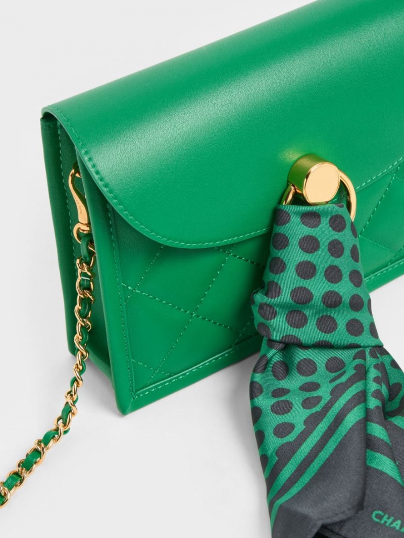 τσάντεσ ώμου Charles And Keith Roza Beaded Handle Scarf πρασινο | 38560-KMJA