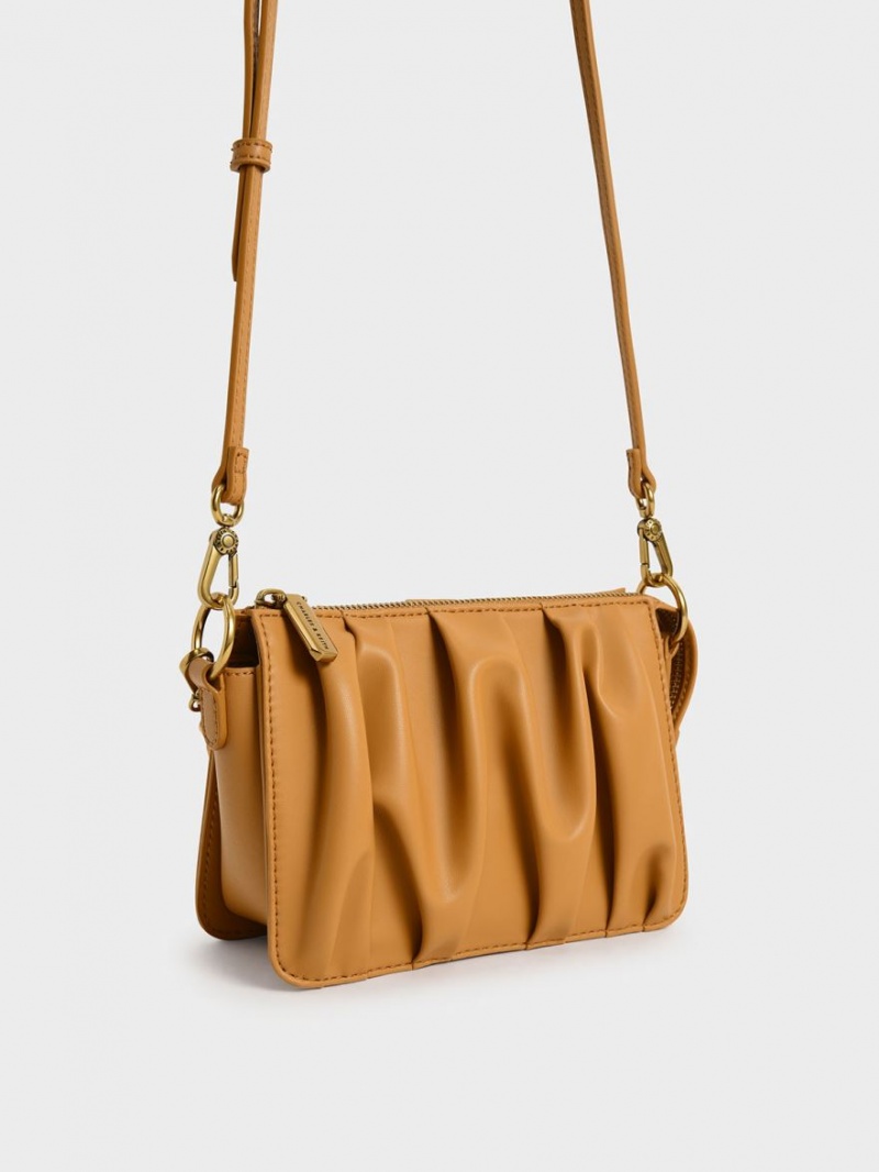 τσάντεσ ώμου Charles And Keith Ruched Bead-Handle πορτοκαλι | 29065-ARGF