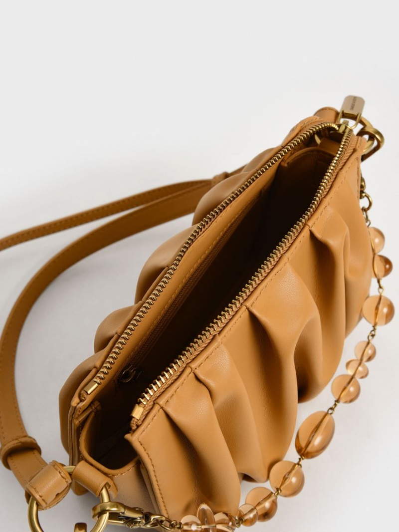 τσάντεσ ώμου Charles And Keith Ruched Bead-Handle πορτοκαλι | 29065-ARGF