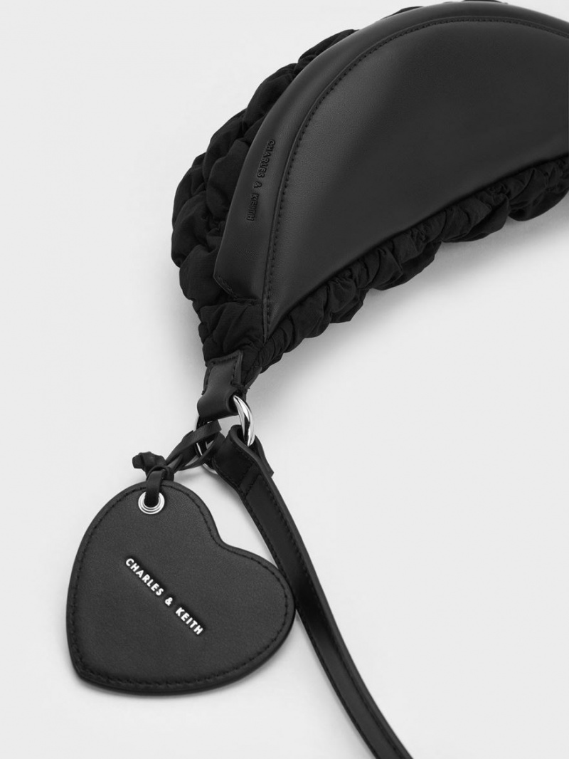 Τσαντα Μεσησ Charles And Keith Ruched νάιλον Bum μαυρα | 42561-SCZN