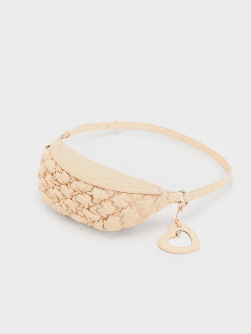 Τσαντα Μεσησ Charles And Keith Ruched νάιλον Bum Μπεζ | 53841-DMTC