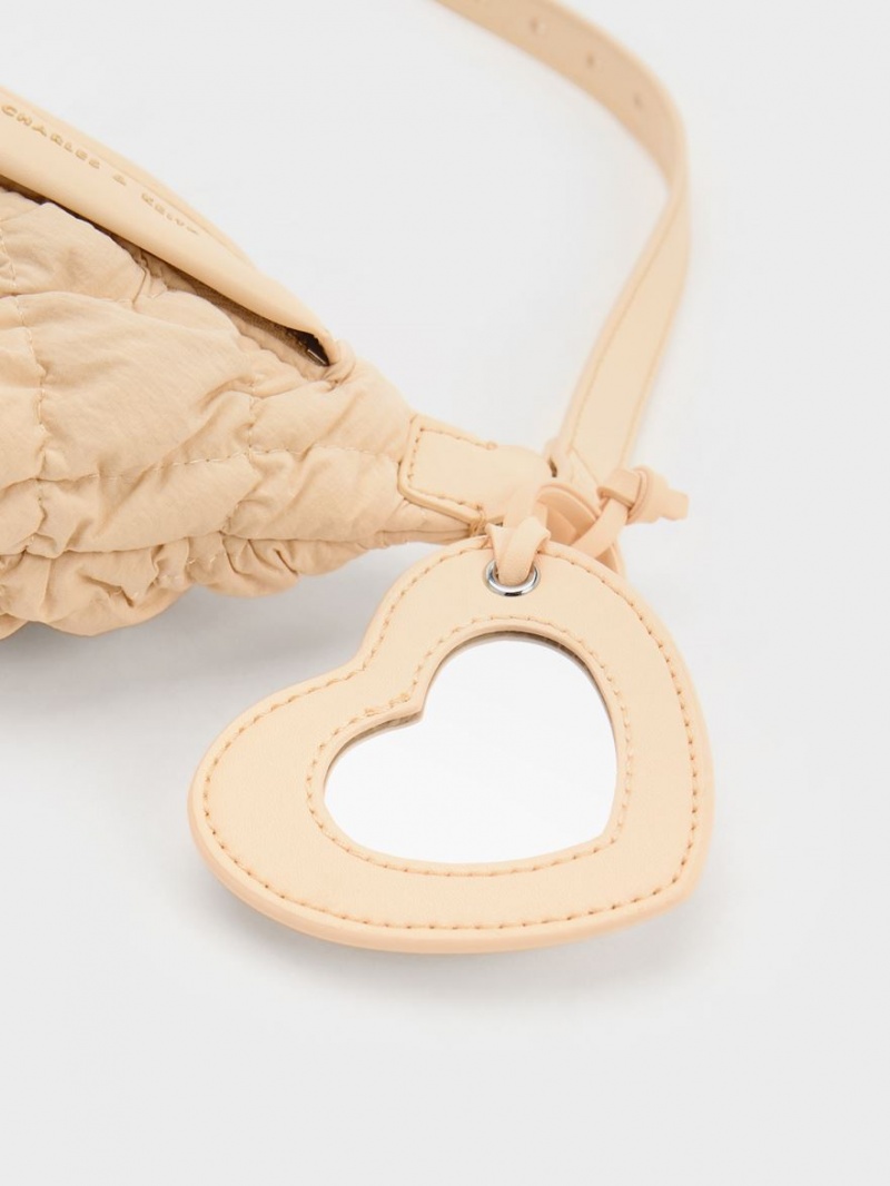 Τσαντα Μεσησ Charles And Keith Ruched νάιλον Bum Μπεζ | 53841-DMTC